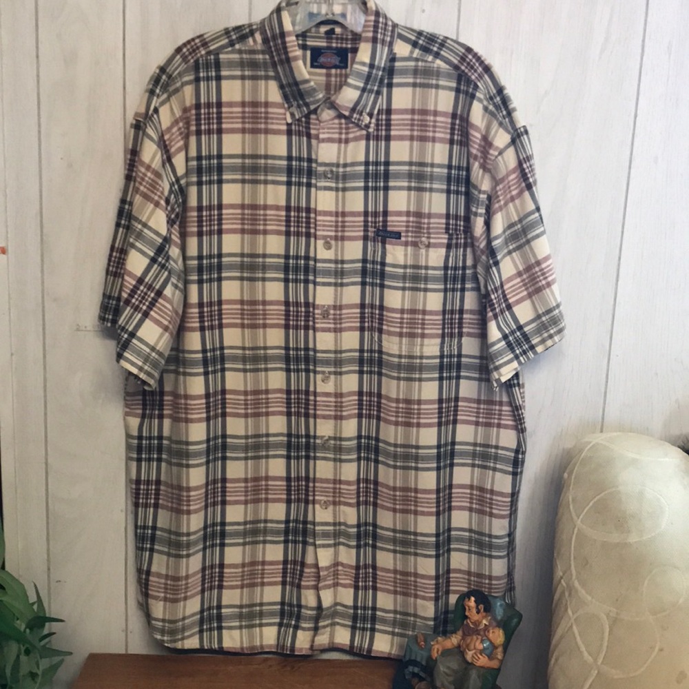Plaid Short Sleeve Shirt Dickies Sz L